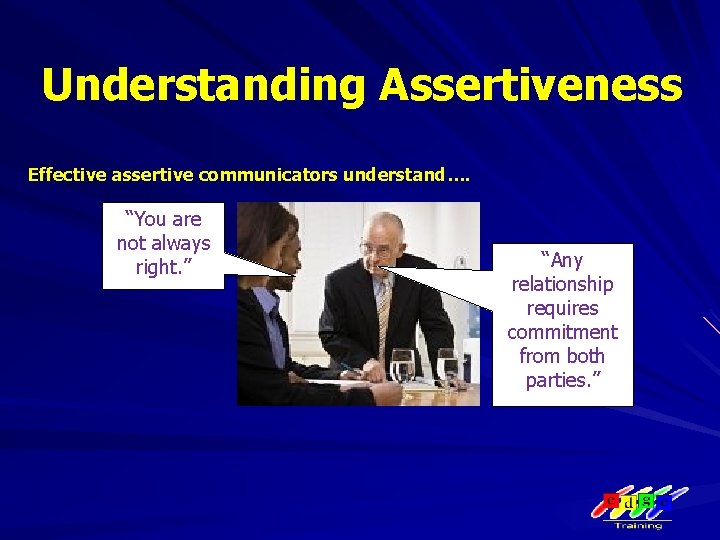 Understanding Assertiveness Effective assertive communicators understand…. “You are not always right. ” “Any relationship