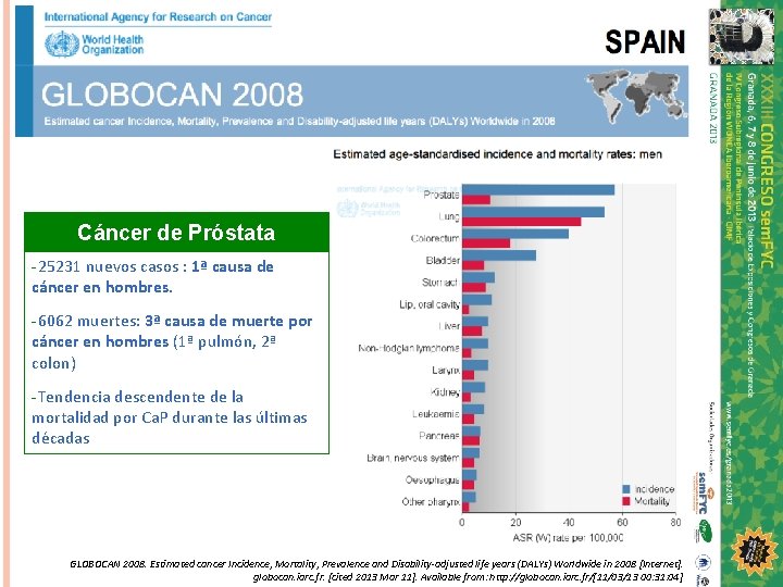 Cáncer de Próstata -25231 nuevos casos : 1ª causa de cáncer en hombres. -6062