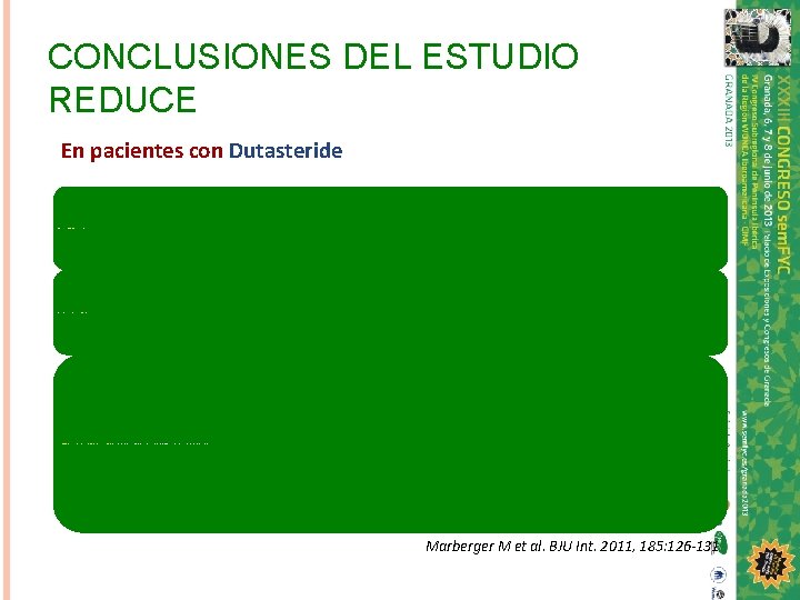 CONCLUSIONES DEL ESTUDIO REDUCE En pacientes con Dutasteride Se debe establecer un nuevo PSA