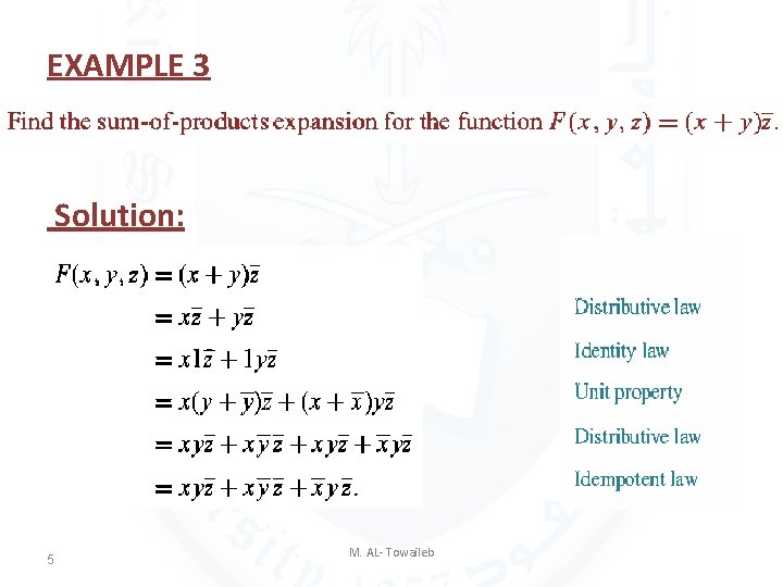 EXAMPLE 3 Solution: 5 M. AL- Towaileb 