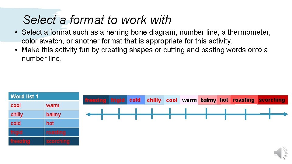 Select a format to work with • Select a format such as a herring