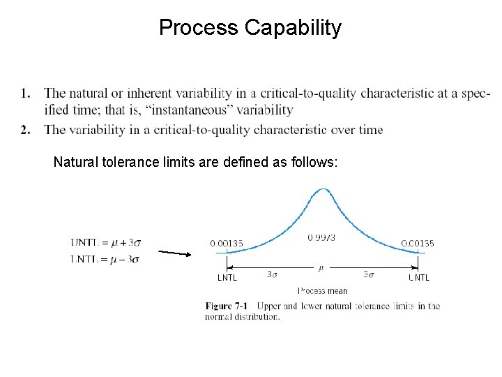 Process Capability Natural tolerance limits are defined as follows: 