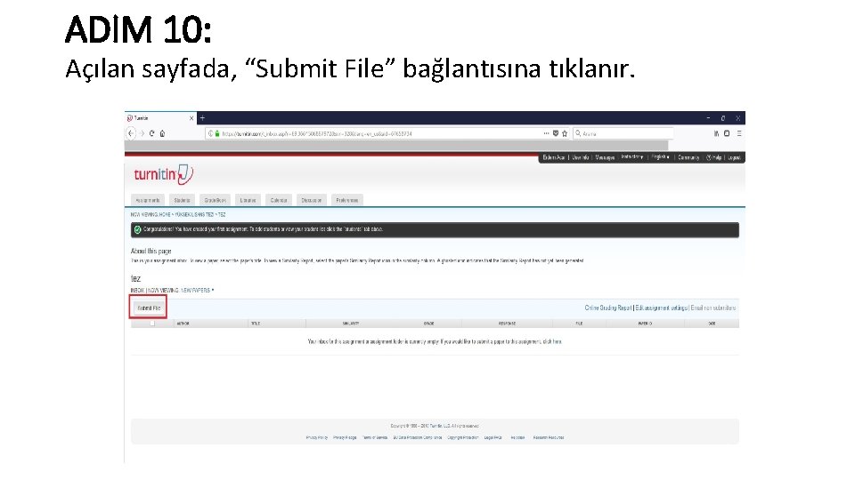 ADIM 10: Açılan sayfada, “Submit File” bağlantısına tıklanır. 