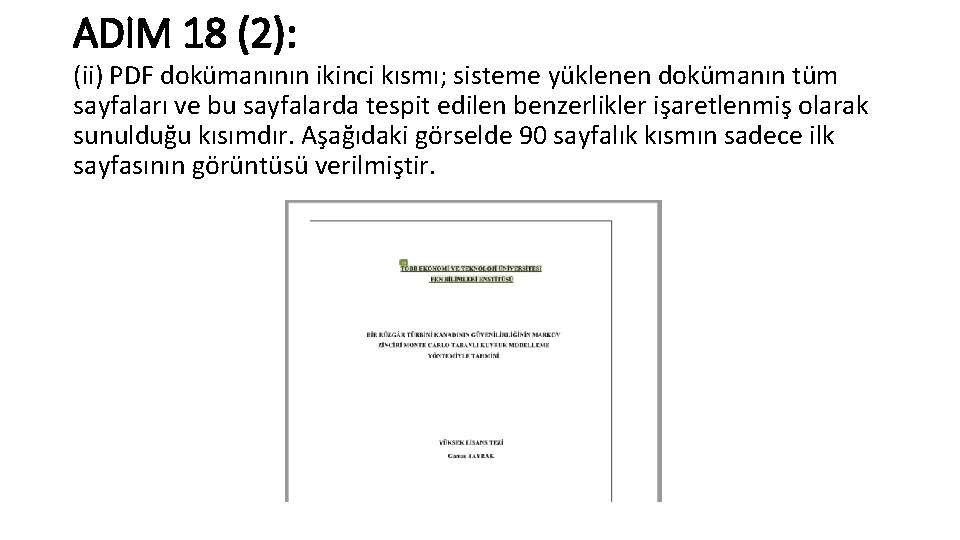 ADIM 18 (2): (ii) PDF dokümanının ikinci kısmı; sisteme yüklenen dokümanın tüm sayfaları ve