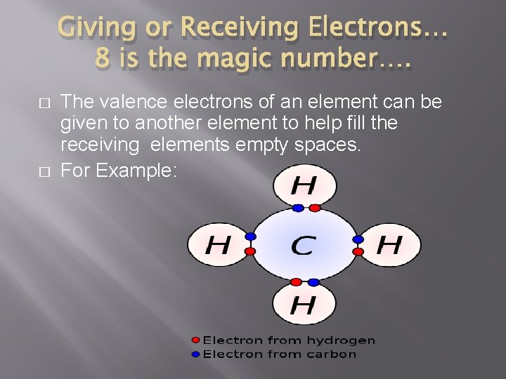 Giving or Receiving Electrons… 8 is the magic number…. � � The valence electrons