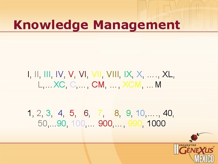 Knowledge Management I, III, IV, V, VII, VIII, IX, X, …. , XL, L,