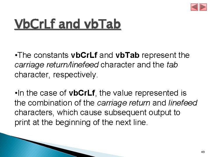 Vb. Cr. Lf and vb. Tab • The constants vb. Cr. Lf and vb.