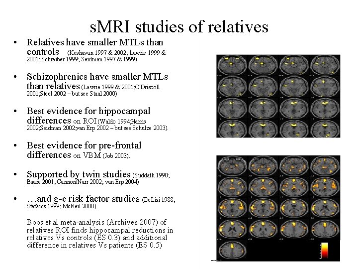 s. MRI studies of relatives • Relatives have smaller MTLs than controls (Keshavan 1997