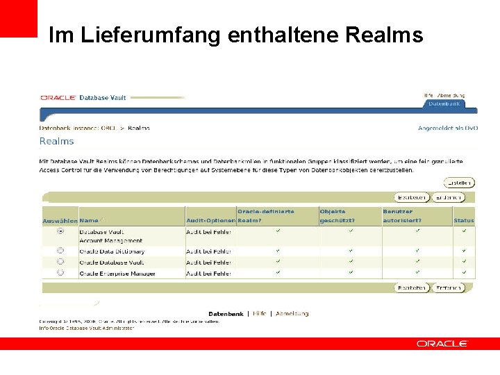 Im Lieferumfang enthaltene Realms 