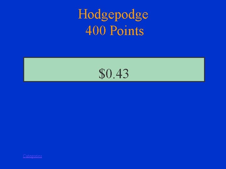 Hodgepodge 400 Points $0. 43 Categories 