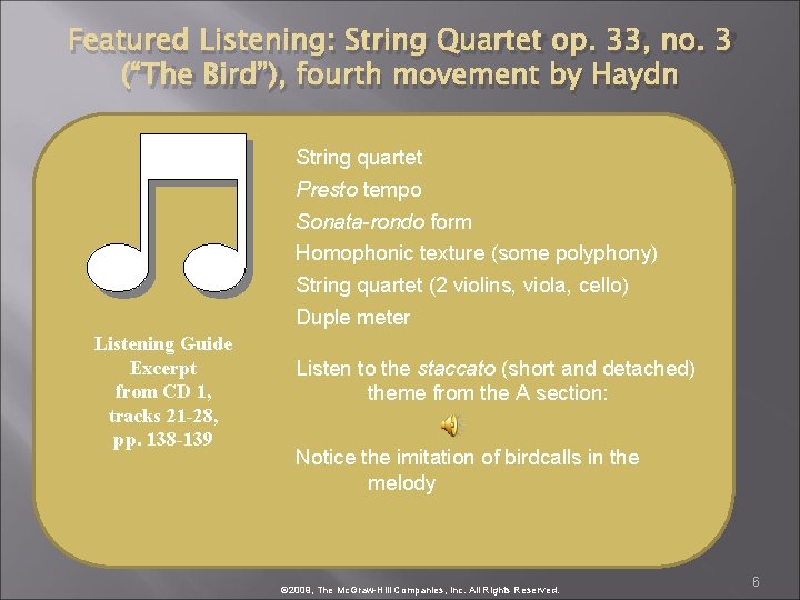 Featured Listening: String Quartet op. 33, no. 3 (“The Bird”), fourth movement by Haydn