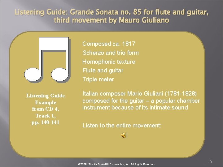 Listening Guide: Grande Sonata no. 85 for flute and guitar, third movement by Mauro