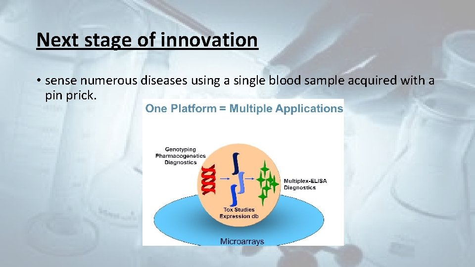 Next stage of innovation • sense numerous diseases using a single blood sample acquired