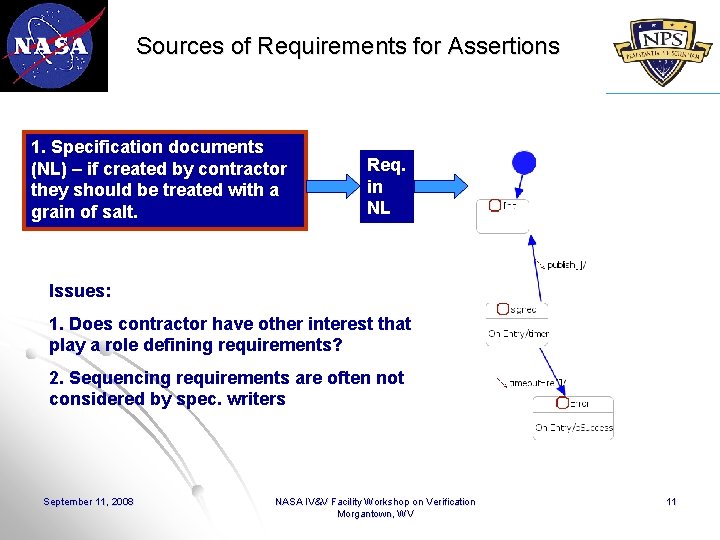 Sources of Requirements for Assertions 1. Specification documents (NL) – if created by contractor