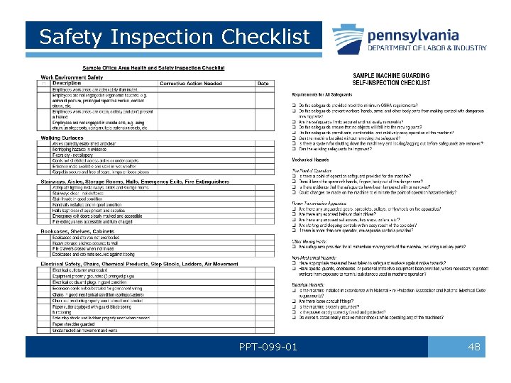 Safety Inspection Checklist PPT-099 -01 48 