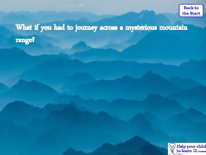 What if you had to journey across a mysterious mountain range? 