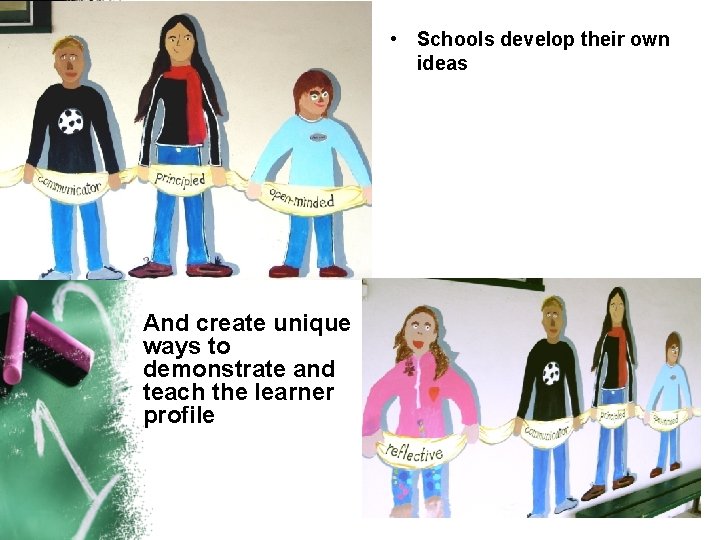  • Schools develop their own ideas And create unique ways to demonstrate and