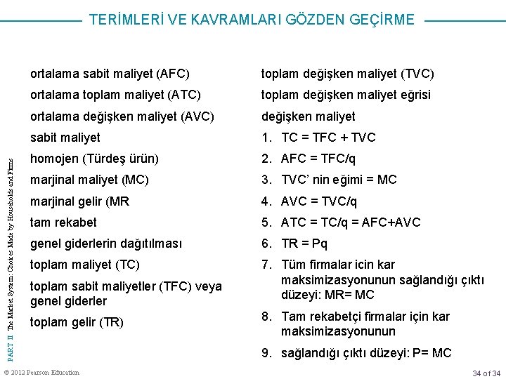 PART II The Market System: Choices Made by Households and Firms TERİMLERİ VE KAVRAMLARI