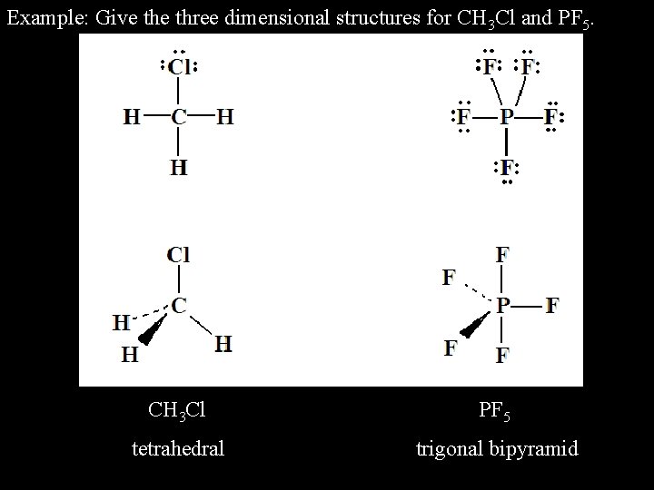 Example: Give three dimensional structures for CH 3 Cl and PF 5. CH 3