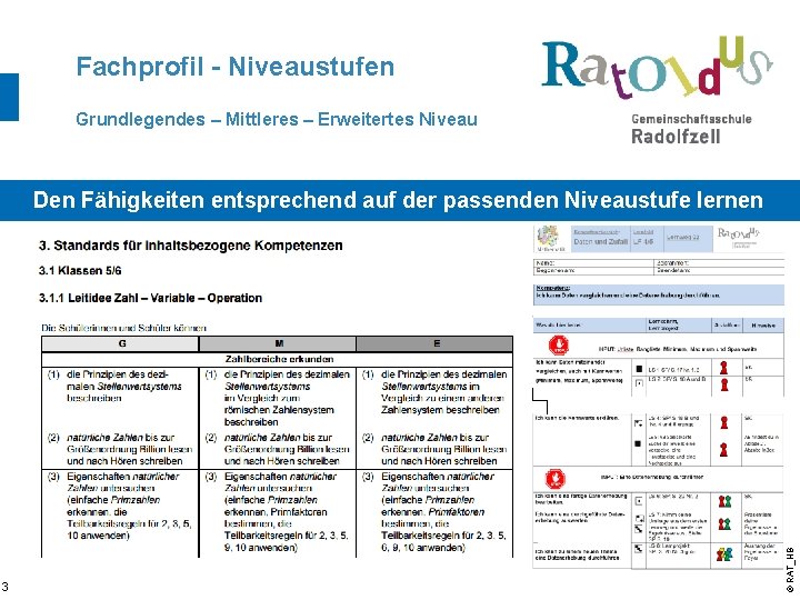 Fachprofil - Niveaustufen Grundlegendes – Mittleres – Erweitertes Niveau 3 © RAT_HB 10/15 Den