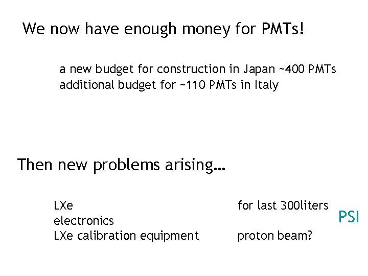 We now have enough money for PMTs! a new budget for construction in Japan