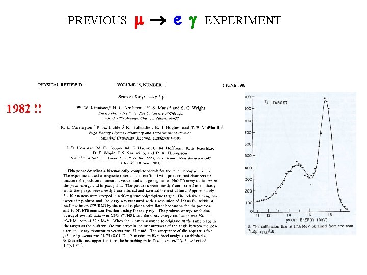 PREVIOUS 1982 !! e EXPERIMENT 