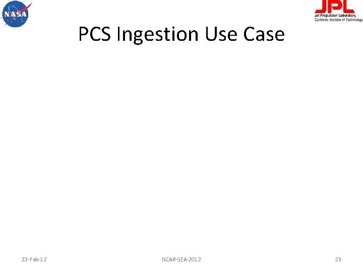 PCS Ingestion Use Case 22 -Feb-12 NCAR-SEA-2012 23 