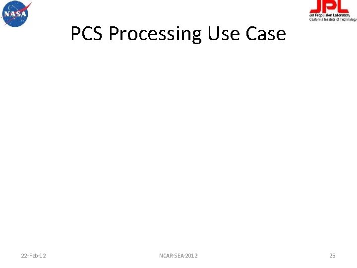 PCS Processing Use Case 22 -Feb-12 NCAR-SEA-2012 25 