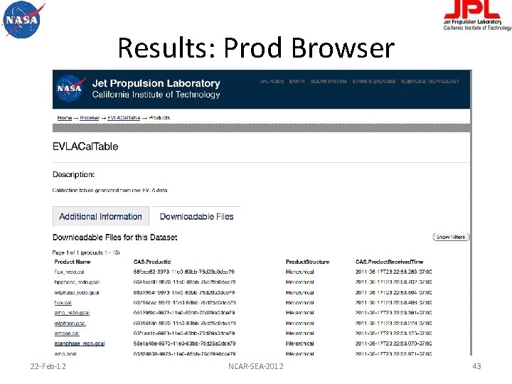 Results: Prod Browser 22 -Feb-12 NCAR-SEA-2012 43 