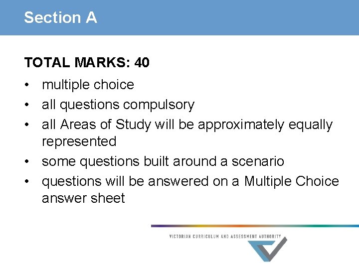 Section A TOTAL MARKS: 40 • multiple choice • all questions compulsory • all