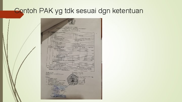 Contoh PAK yg tdk sesuai dgn ketentuan 