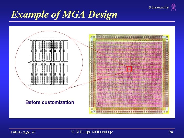 Example of MGA Design 2102545 Digital IC VLSI Design Methodology B. Supmonchai 24 Example of MGA Design 2102545 Digital IC VLSI Design Methodology B. Supmonchai 24