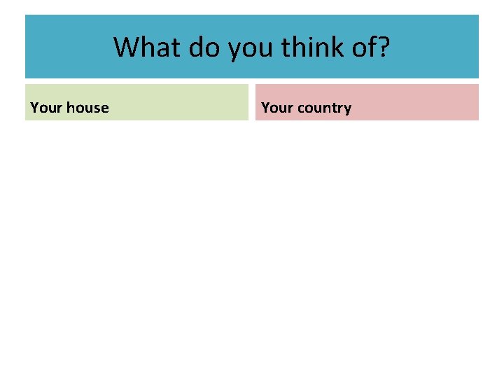 What do you think of? Your house Your country 