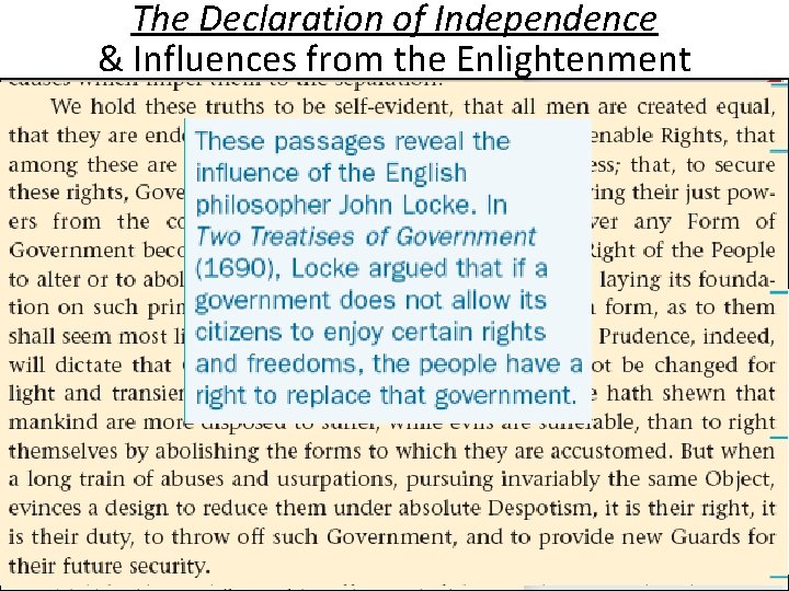 The Declaration of Independence & Influences from the Enlightenment 