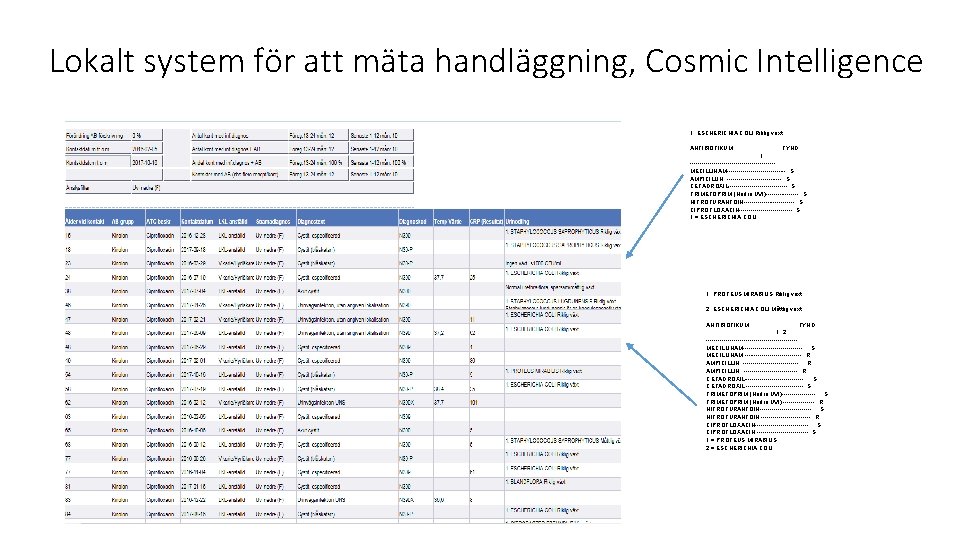 Lokalt system för att mäta handläggning, Cosmic Intelligence 1. ESCHERICHIA COLI Riklig växt ANTIBIOTIKUM