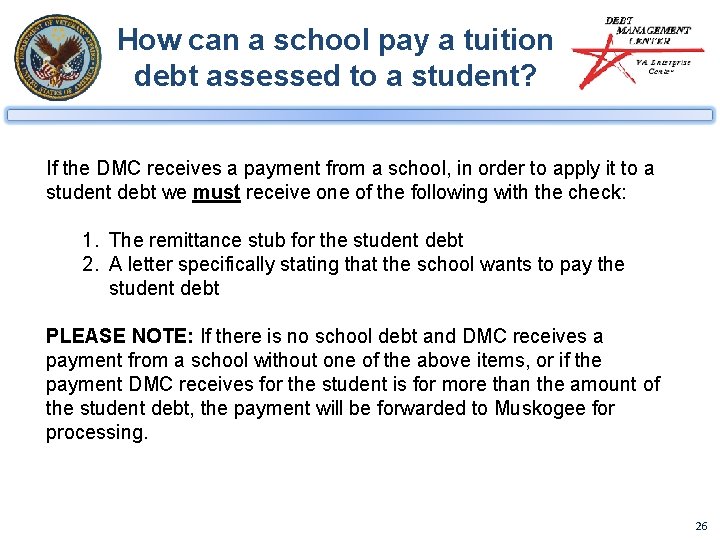 How can a school pay a tuition debt assessed to a student? If the