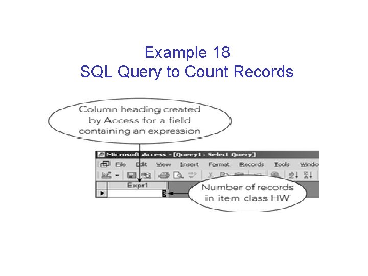 Example 18 SQL Query to Count Records 