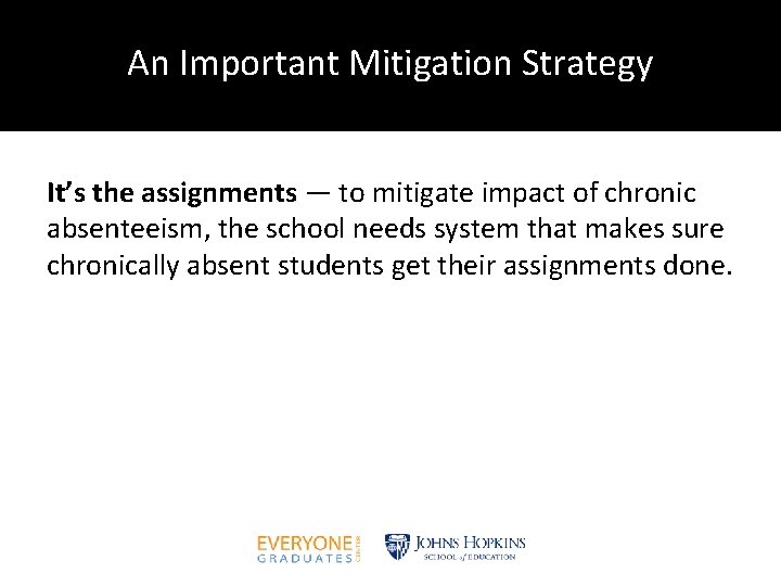 An Important Mitigation Strategy It’s the assignments — to mitigate impact of chronic absenteeism,