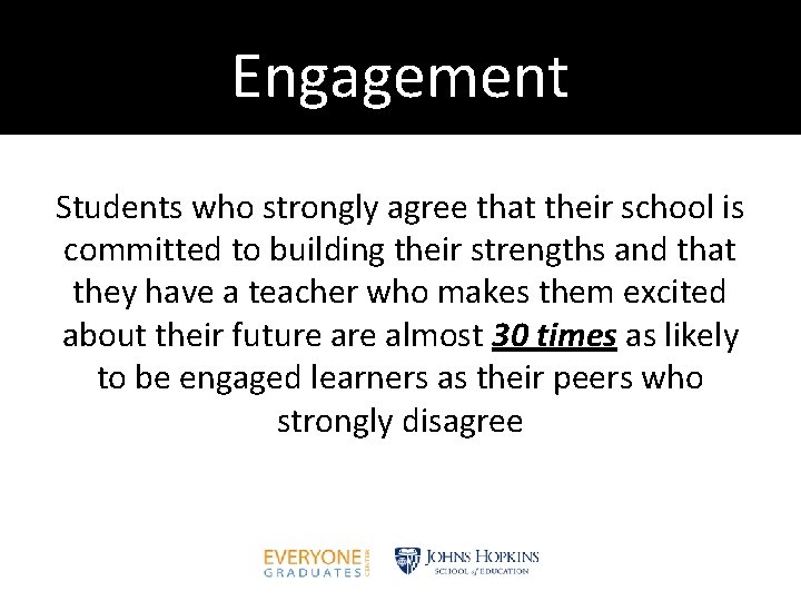Engagement Students who strongly agree that their school is committed to building their strengths