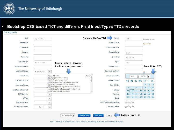  • Bootstrap CSS-based TKT and different Field Input Types TTQs records Dynamic List.