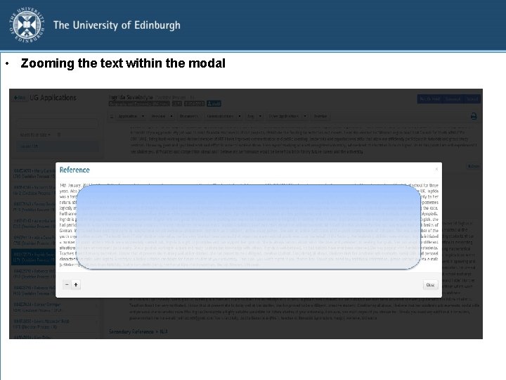  • Zooming the text within the modal 