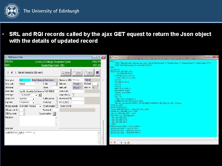  • SRL and RQI records called by the ajax GET equest to return