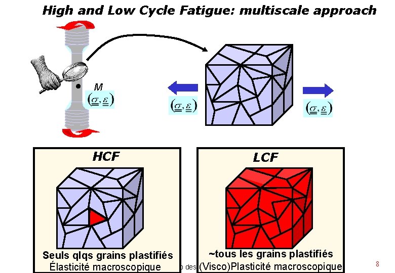 High and Low Cycle Fatigue: multiscale approach M HCF LCF ~tous les grains plastifiés