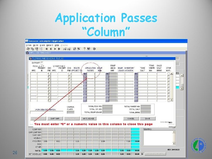 Application Passes “Column” 26 