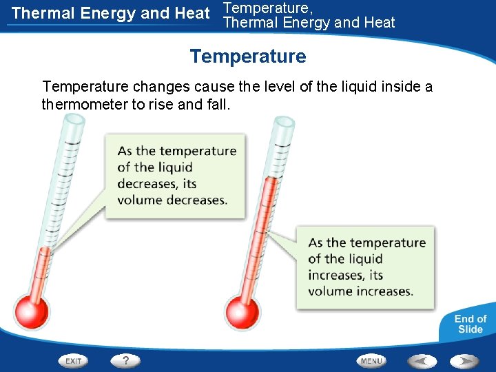 Thermal Energy and Heat Temperature, Thermal Energy and Heat Temperature changes cause the level