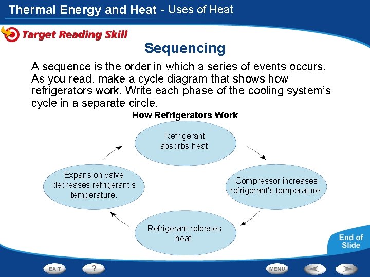 Thermal Energy and Heat - Uses of Heat Sequencing A sequence is the order