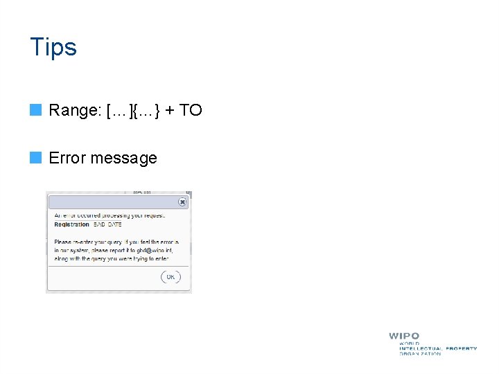 Tips Range: […]{…} + TO Error message 