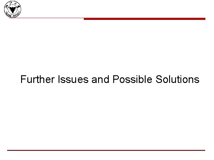 Further Issues and Possible Solutions 