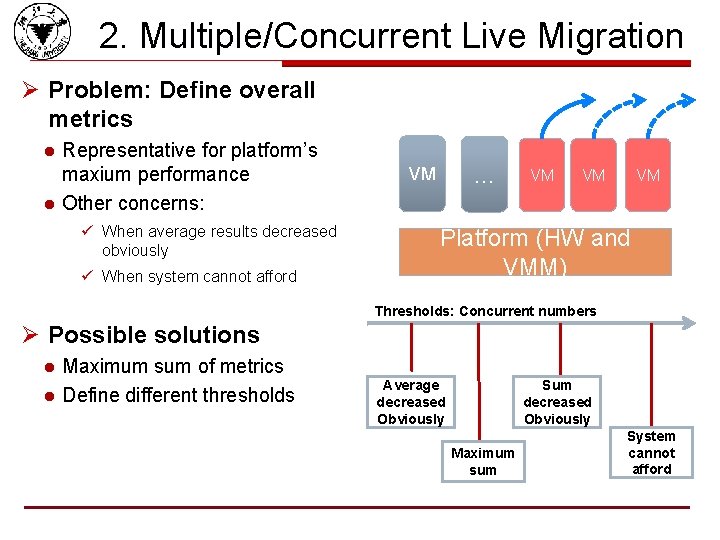 2. Multiple/Concurrent Live Migration Ø Problem: Define overall metrics l l Representative for platform’s