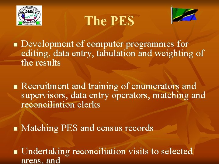 The PES n n Development of computer programmes for editing, data entry, tabulation and